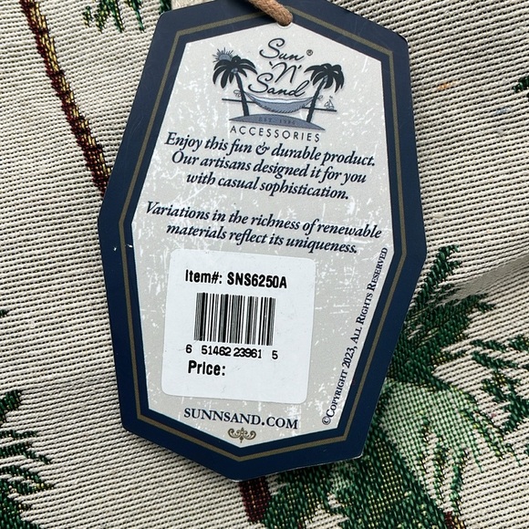 NWT Sun N Sand Beach Bag Cotton Zipped Top Palm Tree Print Pocketbook Tote Bag - Picture 3 of 16